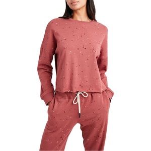 Sage Collective Cozy Raw Hem Cropped Lightweight Sweatshirt In Fauna Size XL NWT